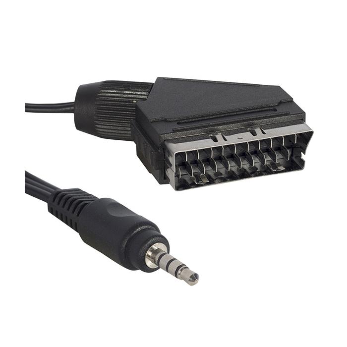 ELEKTROMER 3.5 MM STEREO ERKEK/SCART KABLO 1.2 METRE KISA JACK UYDU ALICISI AV KABLO (TİVİBULAR İÇİN)