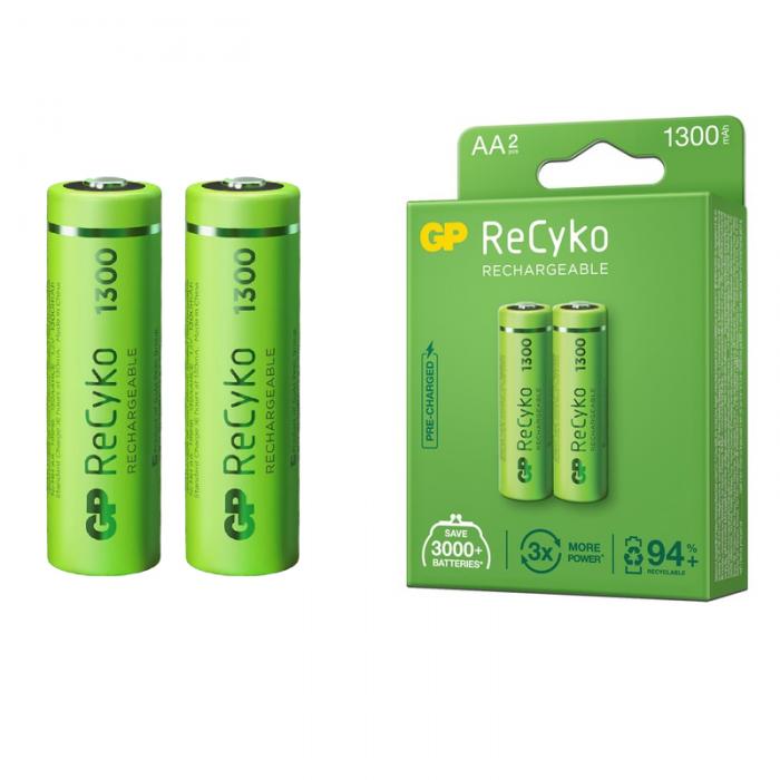 GP RECYKO 1300 MAH Nİ-MH 1.2 VOLT AA KALEM ŞARJLI PİL 2Lİ PAKET GP130AAHCE-2EB2 (GPRHC132E000)