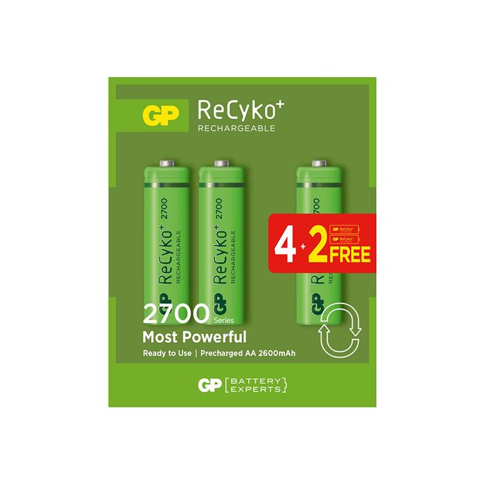 GP RECYKO 2600 MAH AA KALEM 6LI ŞARJLI PİL 4+2 PAKET FİYATI