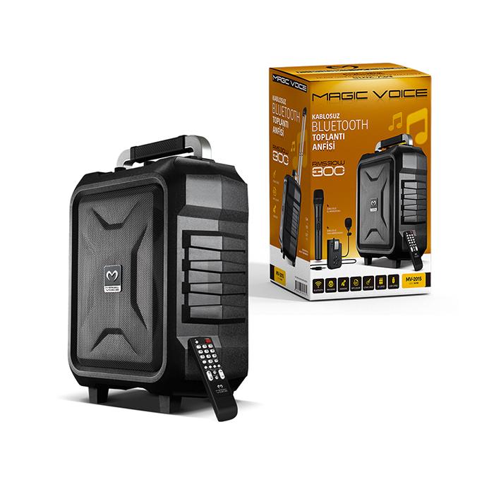 MAGICVOICE MV-2015 VHF EL+YAKA MİKROFONLU USB+SD+BT SEYYAR ANFİ