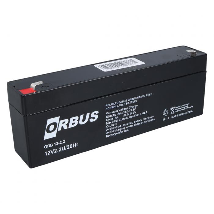 ORBUS 12 VOLT - 2.2 AMPER YATIK UZUN AKÜ (176 X 61 X 33 MM)