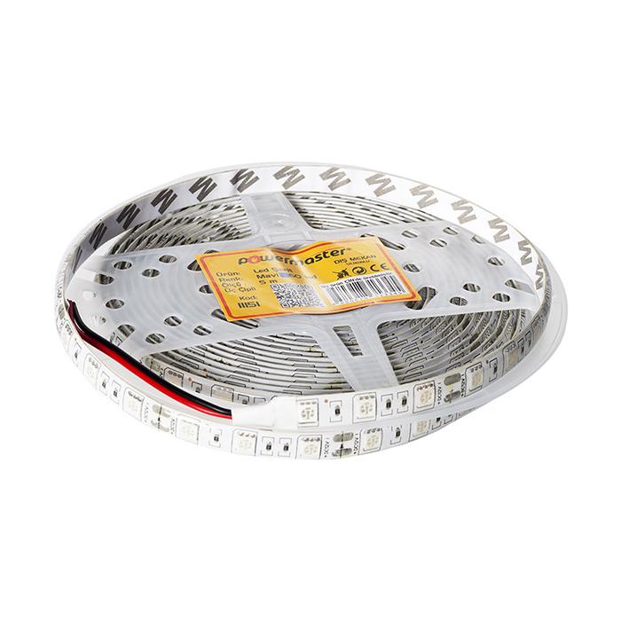 POWERMASTER LED ŞERİT 3 ÇİPLİ MAVİ DIŞ MEKAN SİLİKONLU 60 LED 5 METRE (5050)