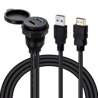 POWERMASTER PM-12428 ARAÇ KONTROL PANELİ USB 3.0 + HDMI UZATMA KABLOSU GÖMME MONTAJ