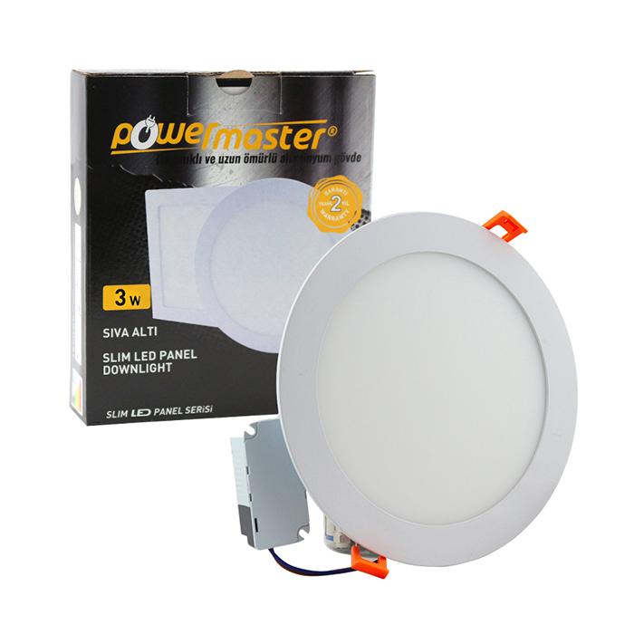 POWERMASTER 6 WATT 3000K 106 MM SIVA ALTI GÜNIŞIĞI YUVARLAK SLIM LED-ECO SPOT PANEL