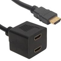 POWERMASTER HDMI ERKEK-HDMI DİŞİ X 2 ADAPTÖR 30 CM KABLO ÇİPSETLİ HDMI ÇOKLAYICI