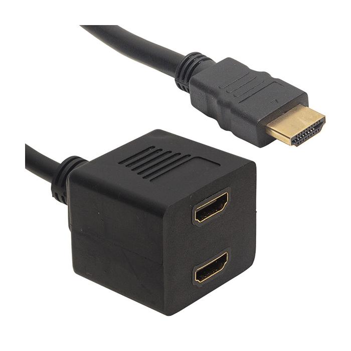 POWERMASTER HDMI ERKEK-HDMI DİŞİ X 2 ADAPTÖR 30 CM KABLO ÇİPSETLİ HDMI ÇOKLAYICI