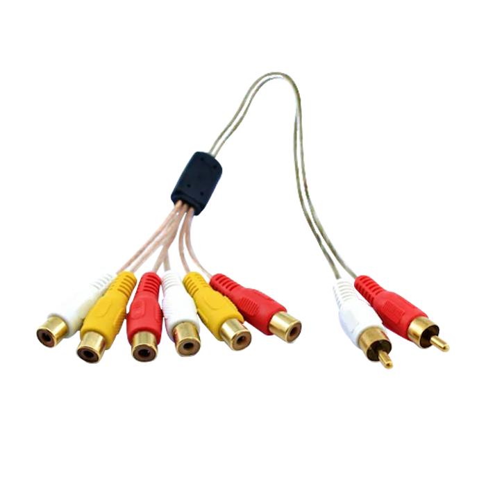 POWERMASTER 2 RCA ERKEK / 6 RCA DİŞİ 60 CM ŞEFFAF ARA KABLO