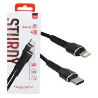 POWERWAY QC-48 ÖRGÜLÜ USB 3.0 TYPE C LIGHTNING DATA VE ŞARJ KABLOSU