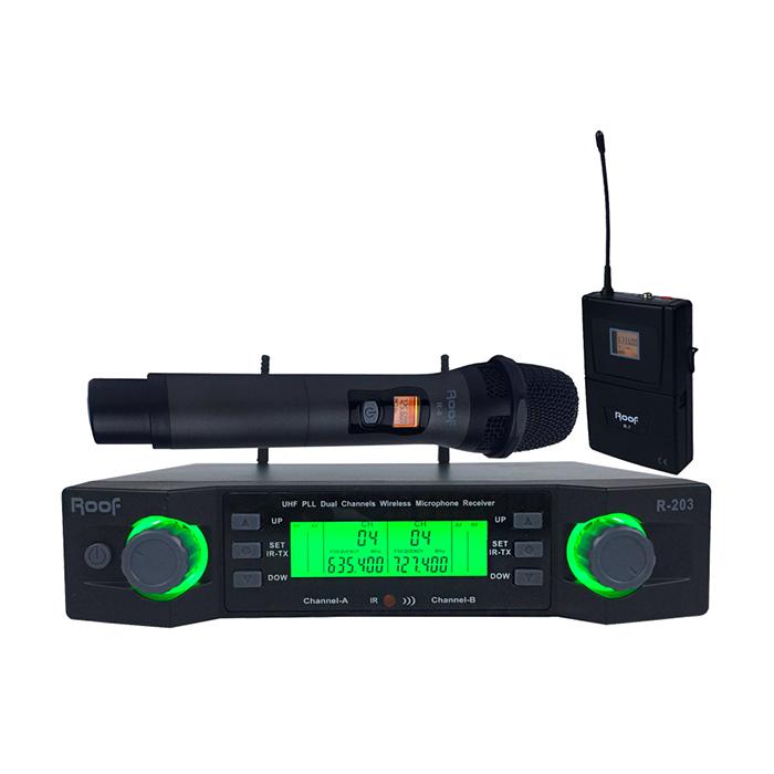 ROOF R-203 1 EL + 1 YAKA 2 KANAL UHF TELSİZ MİKROFONU