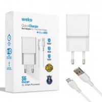 WEKO WK-21434 S6 2.1 AMPER ŞARJ BAŞLIK ADAPTÖRÜ + MICRO USB KABLO(NO:3)