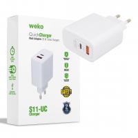 WEKO WK-21446 S11-UC 25 WATT 3.0 AMPER TYPE-C + USB ŞARJ BAŞLIK ADAPTÖRÜ