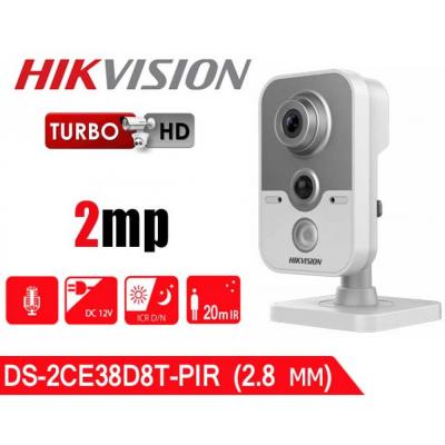 HIKVISION DS-2CE38D8T-PIR 2MP 2.8MM CMOS 1980X1080 20MT AHD MİKROFONLU CUBE KAMERA